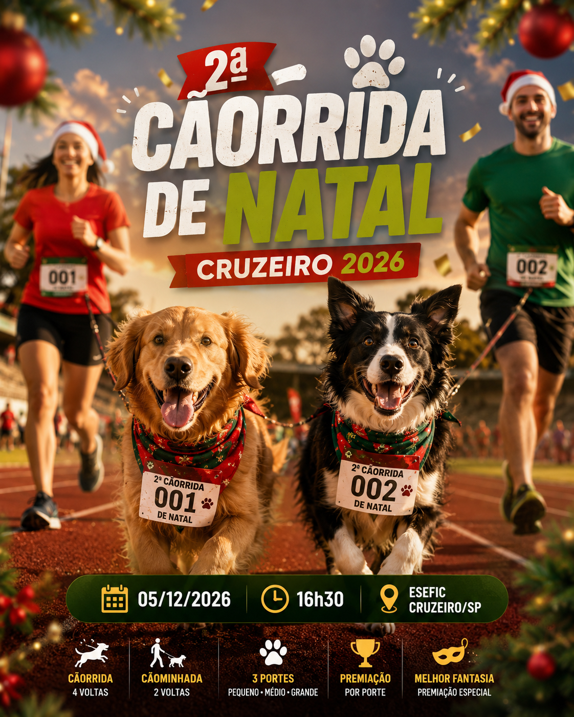 Arte oficial da 2ª Cãorrida de Natal Cruzeiro 2026